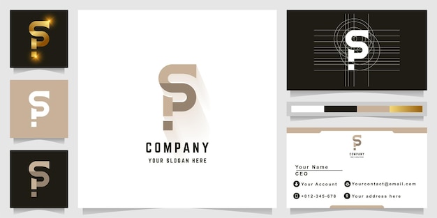 Letter iS or pS monogram logo with business card design