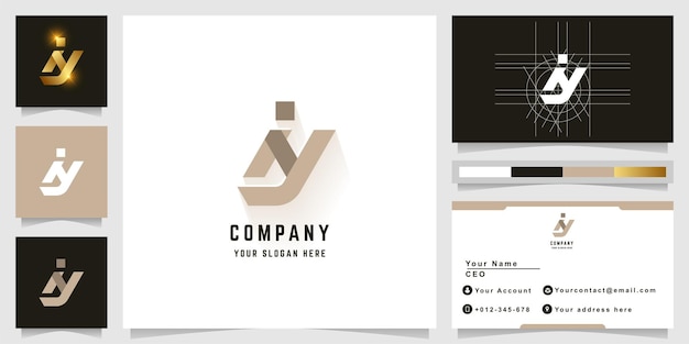 Letter iy or iNy monogram logo with business card design