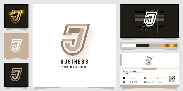 Letter J or JJ monogram logo with business card design