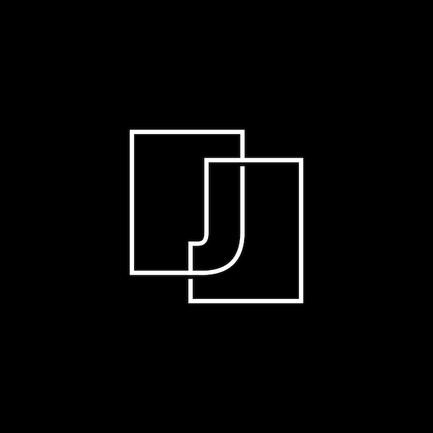 Letter J Lettermark Initial Overlapping Outline Square Logo Vector Icon Illustration