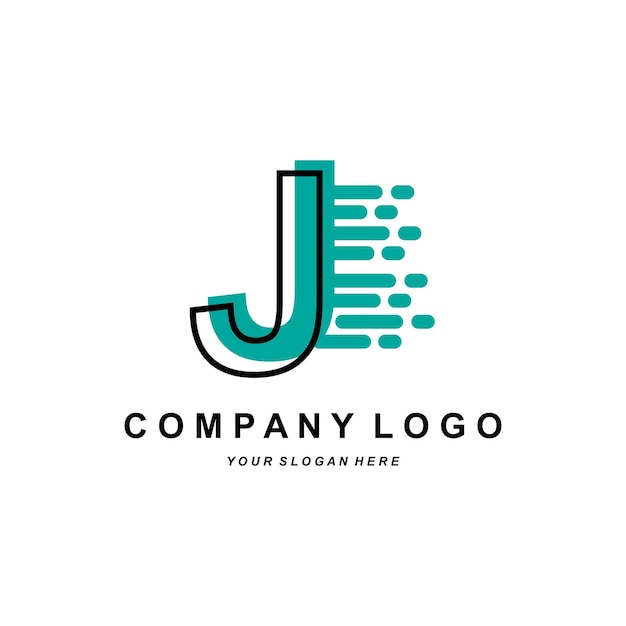 Letter J logo company brand initials design sticker screen printing vector illustration