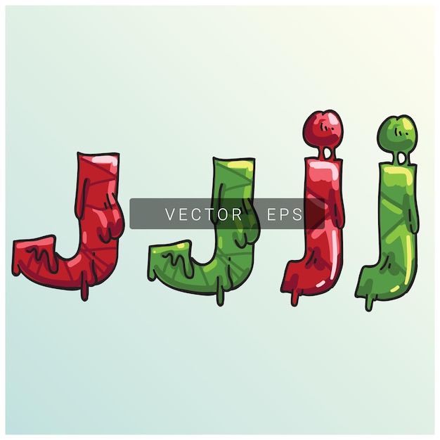 Vector letter j slime jelly red green