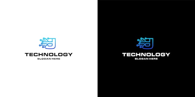 Letter j technology NFTs logo design