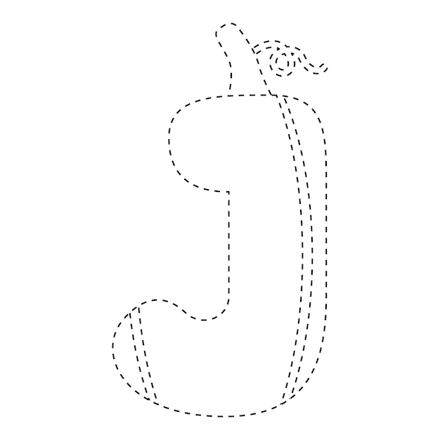 Vector letter j tracing worksheet for kids