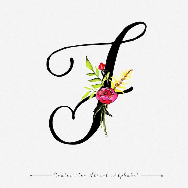 Letter J Watercolor Floral Background