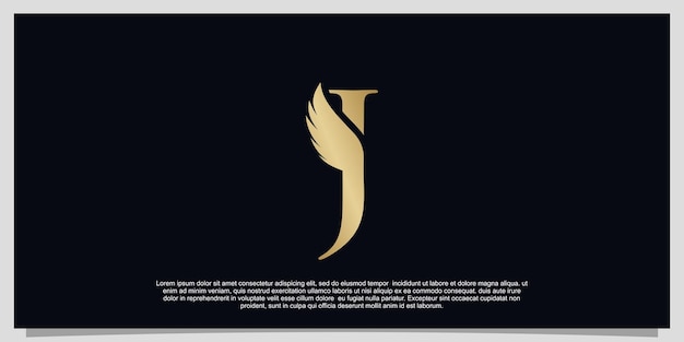 Letter J wings logo design simple concept Premium Vector