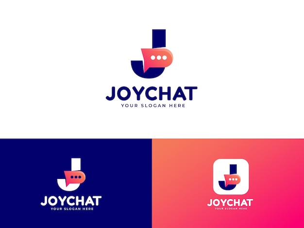 Letter J with chat icon logo design creative emblem talk design initial letter icon brand template