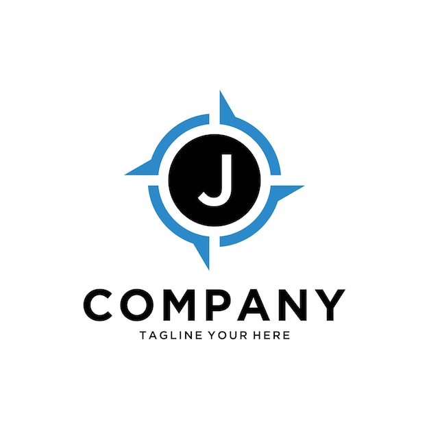 letter J with Creative Compass Concept Logo Design Template Compass logo sign symbol