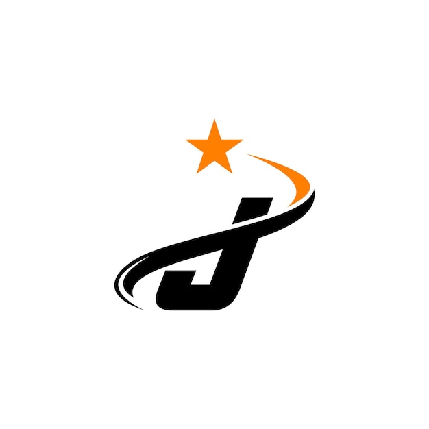 Letter J with moving star logo design