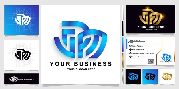 Letter Jam or JPM monogram logo template with business card design