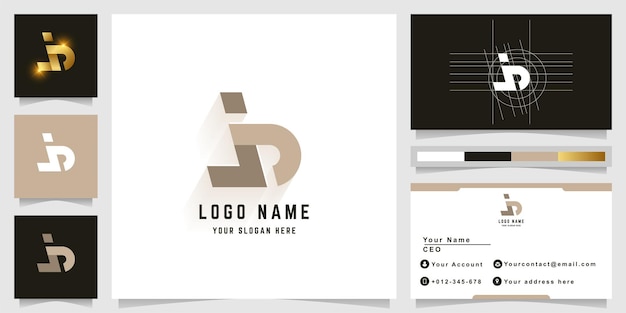 Letter jb or jD monogram logo with business card design