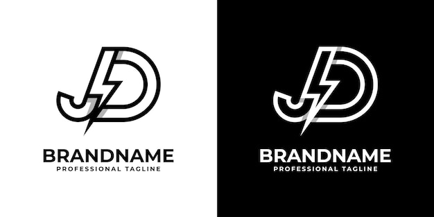 Letter JD Thunderbolt Logo suitable for any business with JD or DJ initials