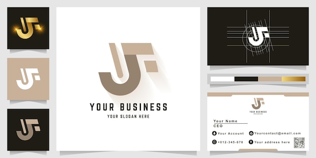 Letter JF or UF monogram logo with business card design