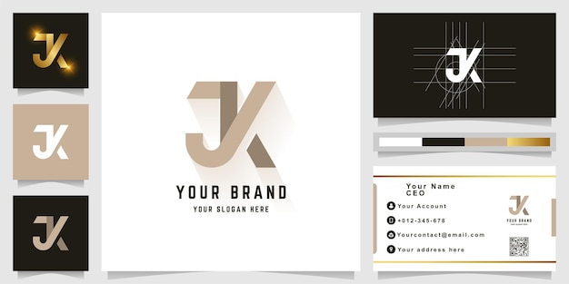 Letter JK or JY monogram logo with business card design