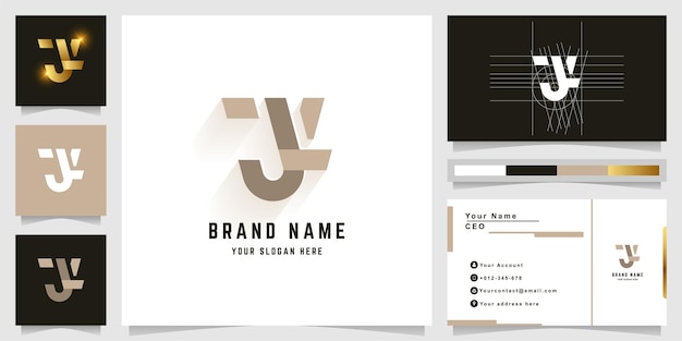 Letter JK or JY monogram logo with business card design