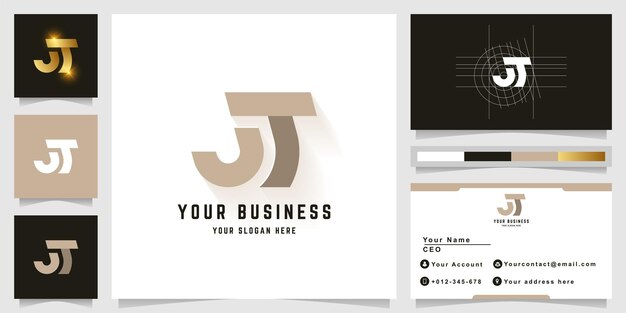 Letter JT or ST monogram logo with business card design