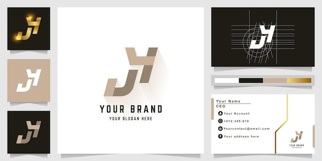 Letter JY or JH monogram logo with business card design