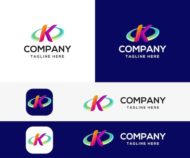 letter K 3d colorful logo design