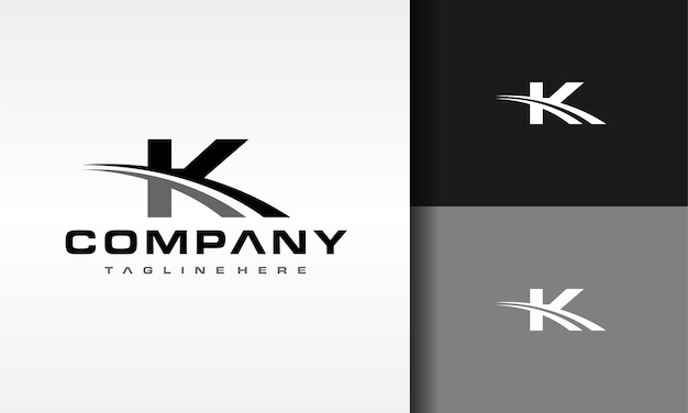 letter K curved line logo