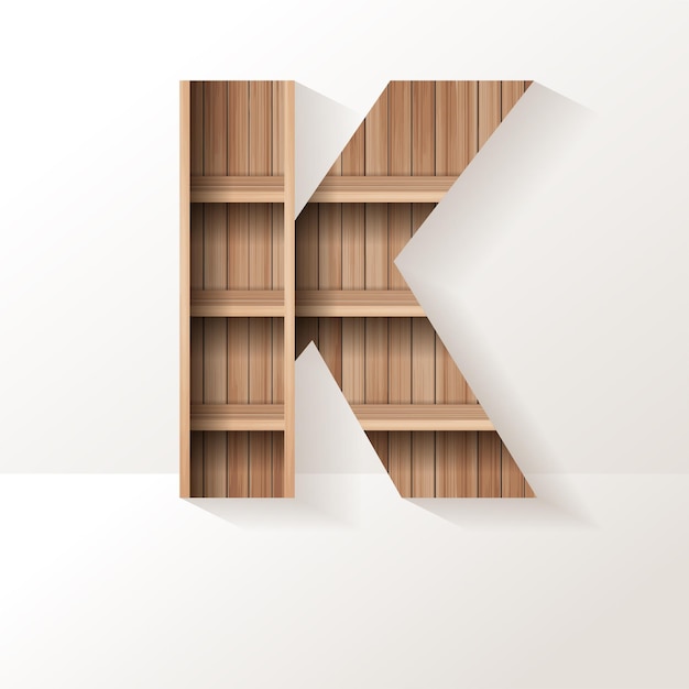 Letter K design of wood shelf