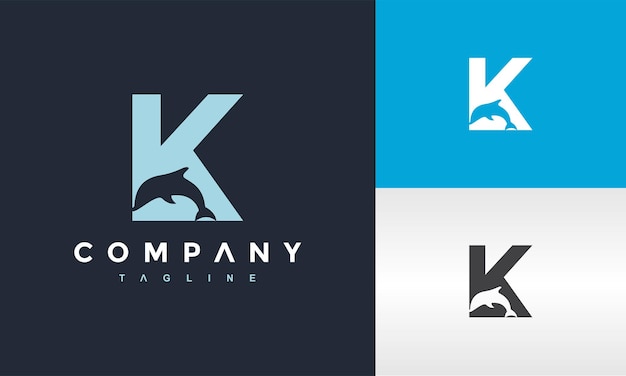 letter K dolphin logo