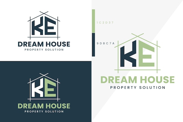 Letter K E Monogram logo Real estate style premium vector