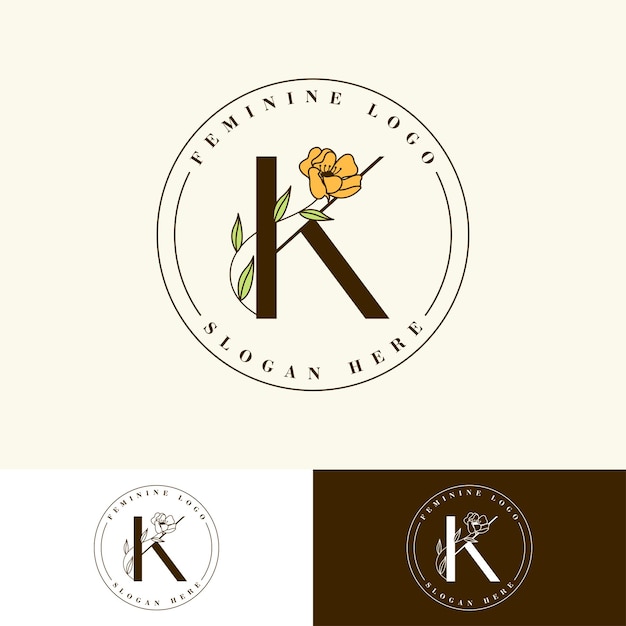 Letter K floral Feminine Logo