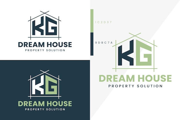 Letter K G Monogram logo Real estate style premium vector