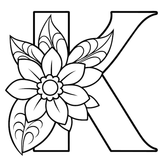 a letter k is drawn on a white background