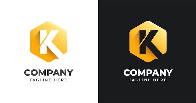 Letter K logo design template with geometric shape style