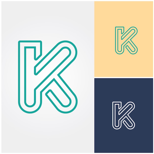 A letter k logo with a blue and orange background