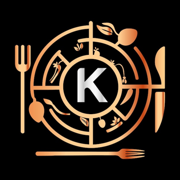 Letter K Monogram design food service vector logo design template