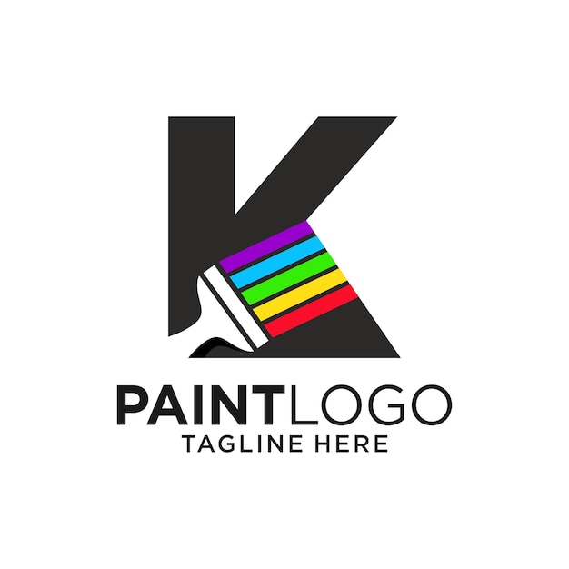 Letter K Paint Logo Design Template Inspiration, Vector Illustration.