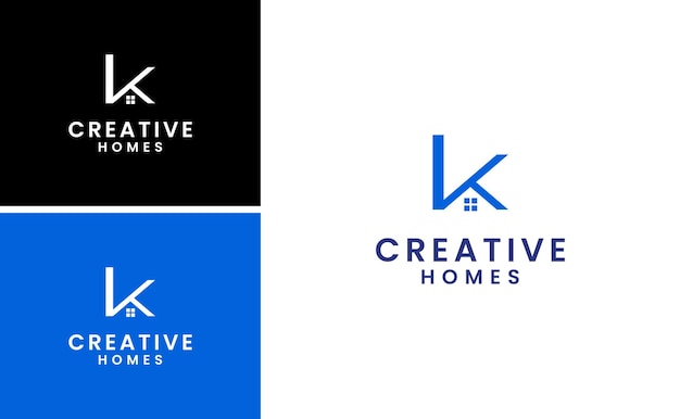 Letter K And Roof Home Logo Design