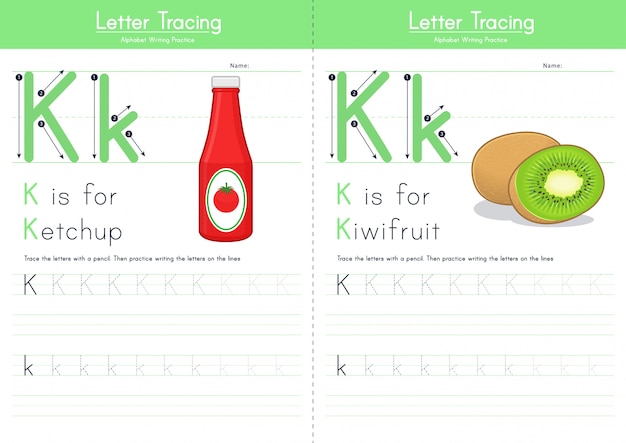 Letter K Tracing Food Alphabet