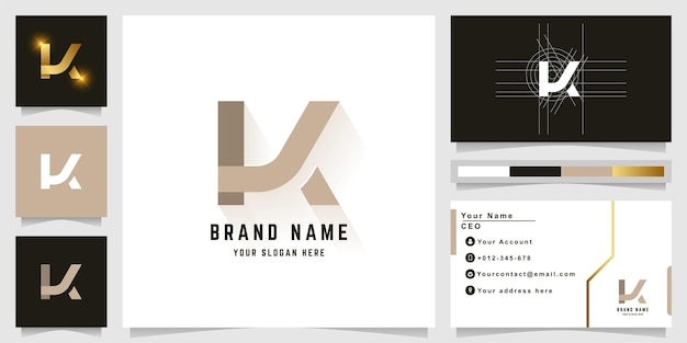 Letter K or VK monogram logo with business card design