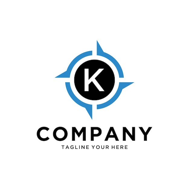 letter K with Creative Compass Concept Logo Design Template Compass logo sign symbol