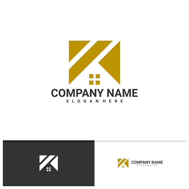 Letter K with House logo vector template Creative K logo design concepts