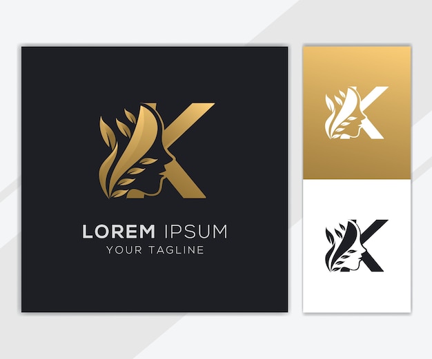 Letter K with luxury natural feminine beauty logo template