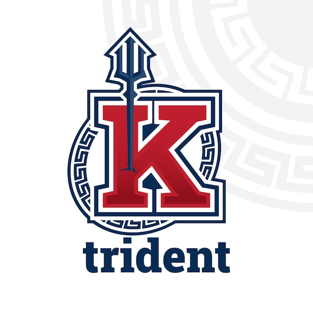 Letter k with trident icon concept trident esport logo illustration isolated on white background