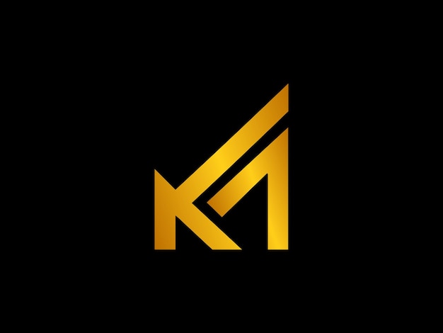 A letter km logo with a black background