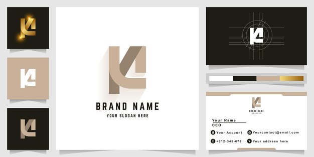 Letter KN or YLN monogram logo with business card design