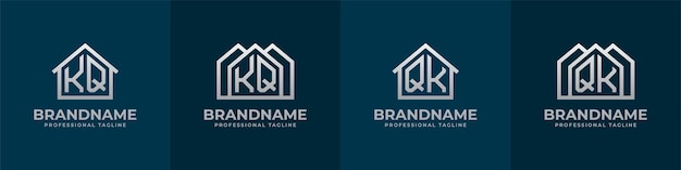 Letter KQ and QK Home Logo Set Suitable for any business related to house real estate construction interior with KQ or QK initials