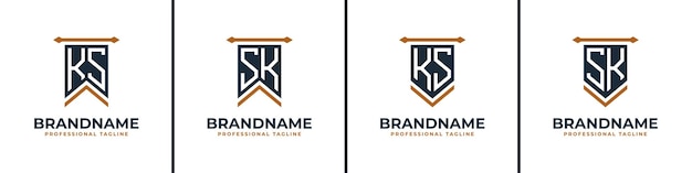 Vector letter ks and sk pennant flag logo set represent victory suitable for any business with ks or sk initials