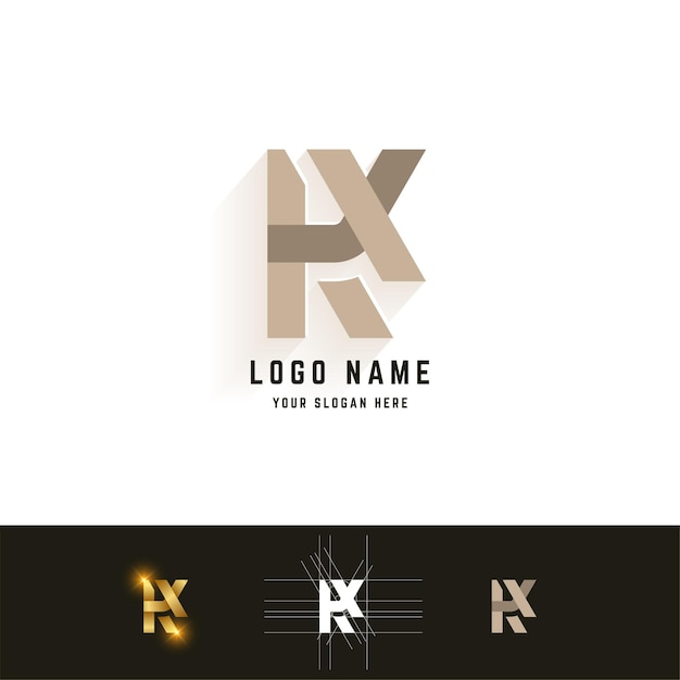 Letter KX or AX monogram logo with grid method design