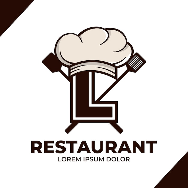 Letter L Chef hat logo design illustration Restaurant cafe logo icon isolated on white background