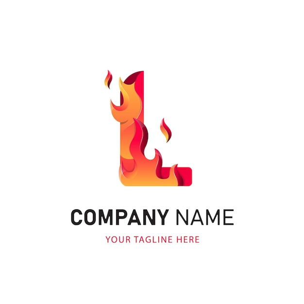 Letter L Fire Logo Design, Colorful Logo Template