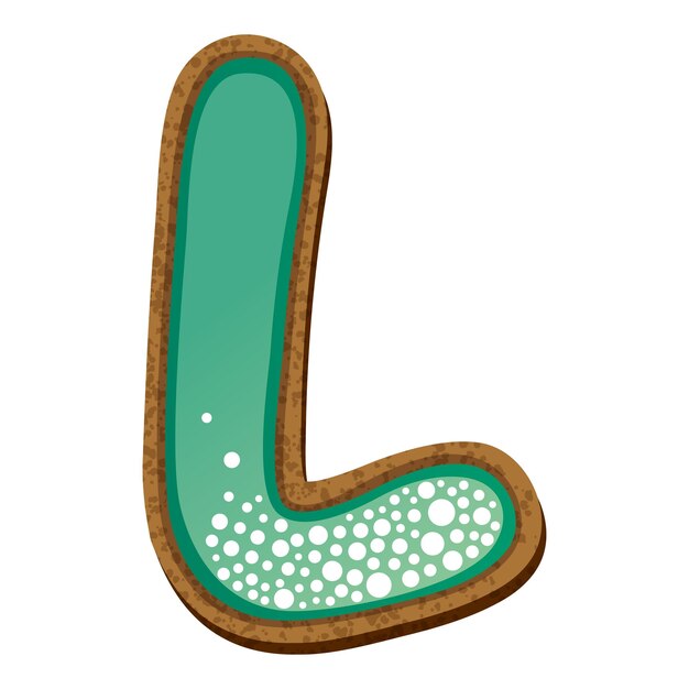 Letter l in the form of cookies with aquamarine icing alphabet vector illustration