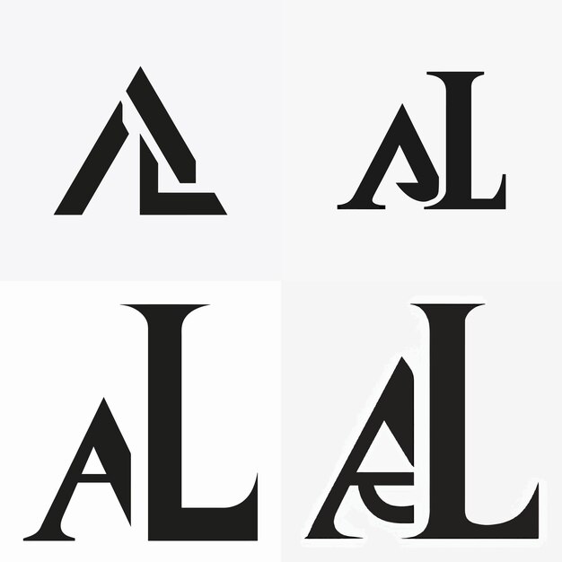 Vector letter a and l logo set of collecton vector flat