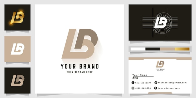 Letter LB or LBP monogram logo with business card design